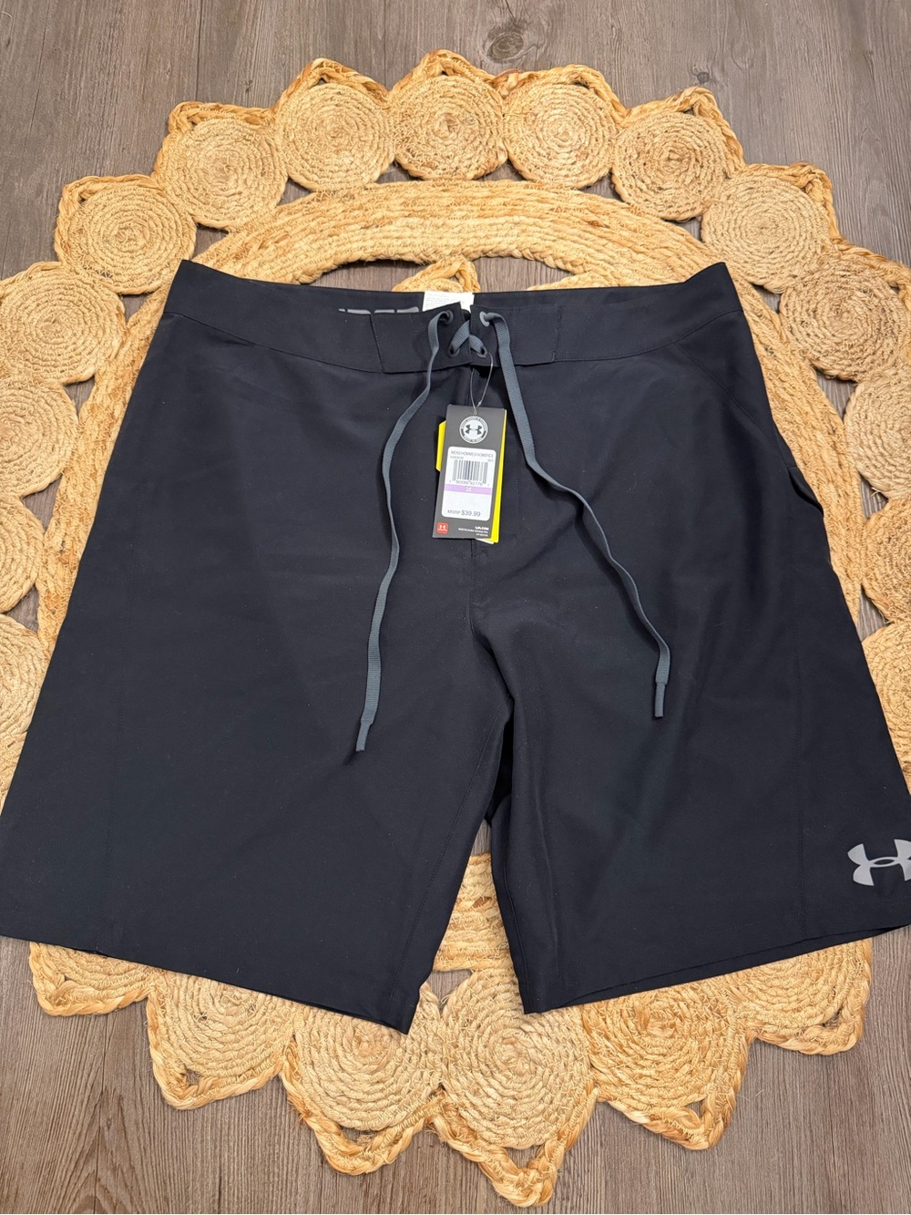 Under Armour Black Men’s Swim Board Shorts with Drawstring